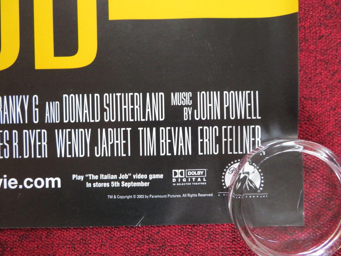 THE ITALIAN JOB UK QUAD (30"x 40") ROLLED POSTER MARK WAHLBERG C. THERON 2003 Rendezvous Cinema Movie posters