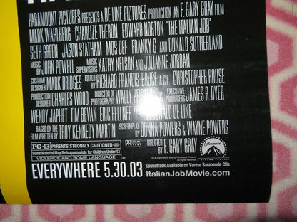 THE ITALIAN JOB US ONE SHEET ROLLED POSTER MARK WAHLBERG CHARIZE THERON 2003 Movie posters