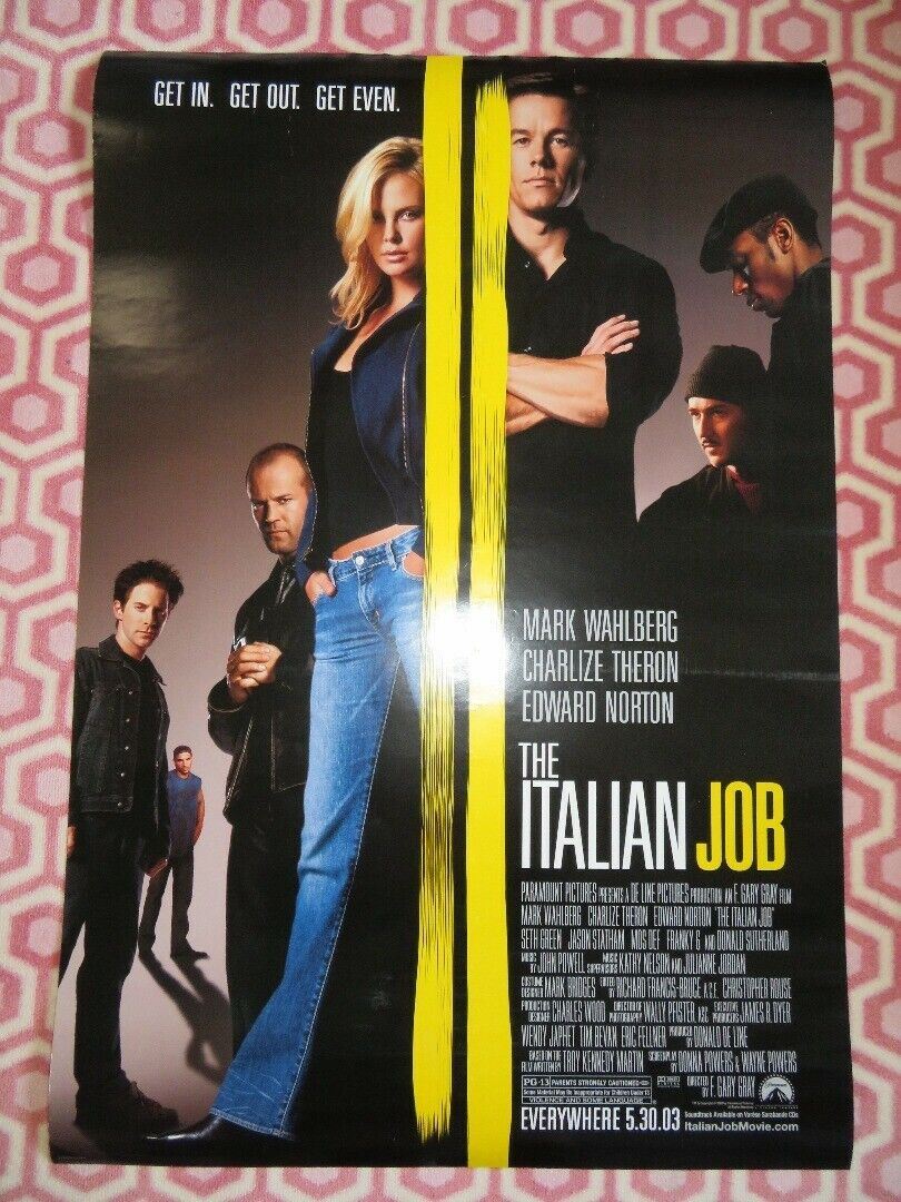 THE ITALIAN JOB US ONE SHEET ROLLED POSTER MARK WAHLBERG CHARIZE THERON 2003 Movie posters
