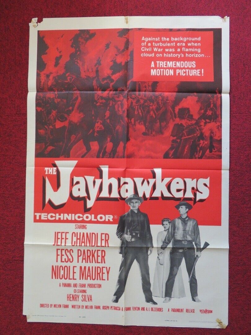THE JAYHAWKERS FOLDED US ONE SHEET POSTER JEFF CHANDLER 1959 Movie posters