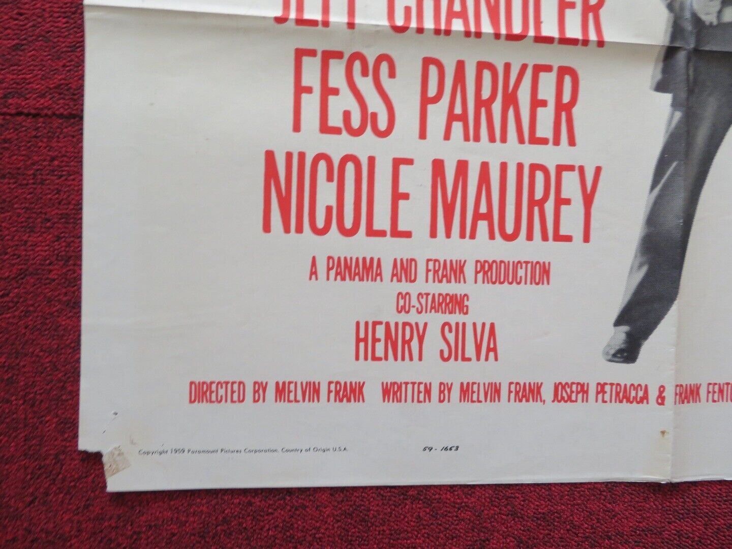 THE JAYHAWKERS FOLDED US ONE SHEET POSTER JEFF CHANDLER 1959 Movie posters