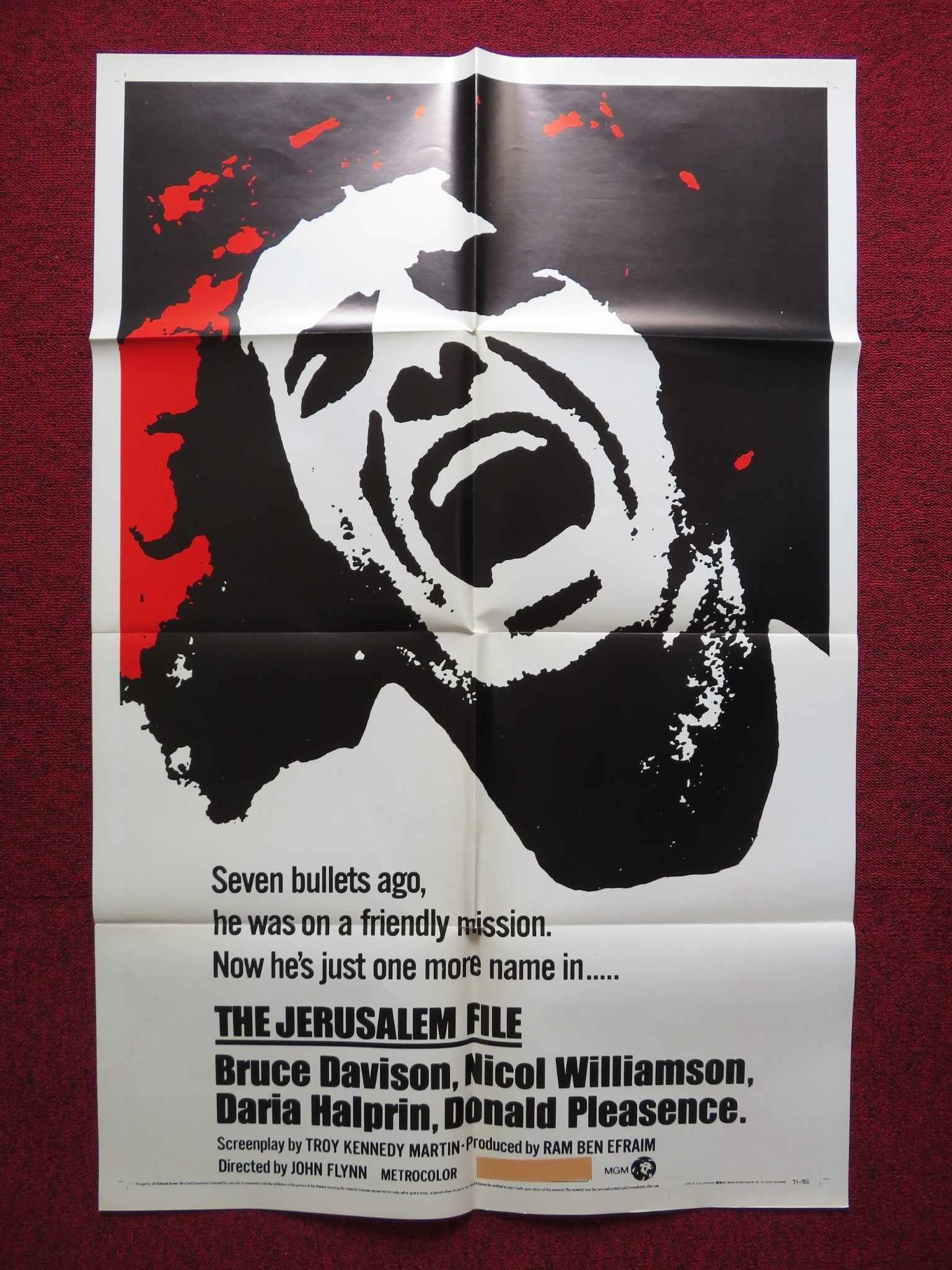 THE JERUSALEM FILE FOLDED US ONE SHEET POSTER BRUCE DAVISON N. WILLIAMSON 1971 Rendezvous Cinema Movie posters
