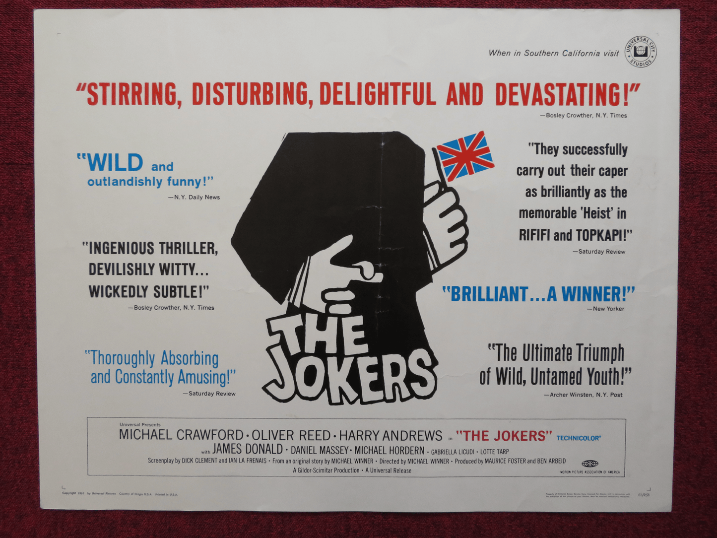 THE JOKERS US HALF SHEET (22"x 28") POSTER MICHAEL CRAWFORD OLIVER REED 1967 Rendezvous Cinema Movie posters