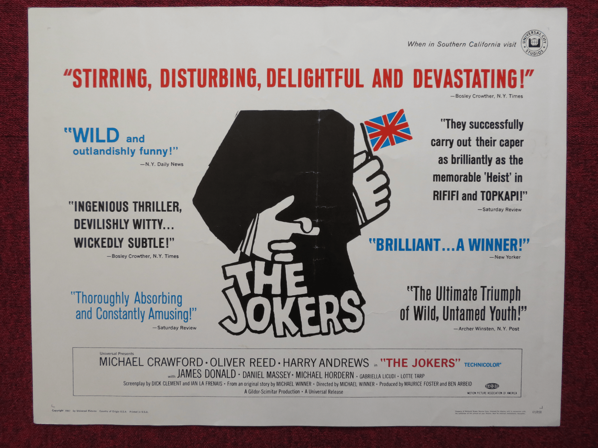 THE JOKERS US HALF SHEET (22"x 28") POSTER MICHAEL CRAWFORD OLIVER REED 1967 Rendezvous Cinema Movie posters