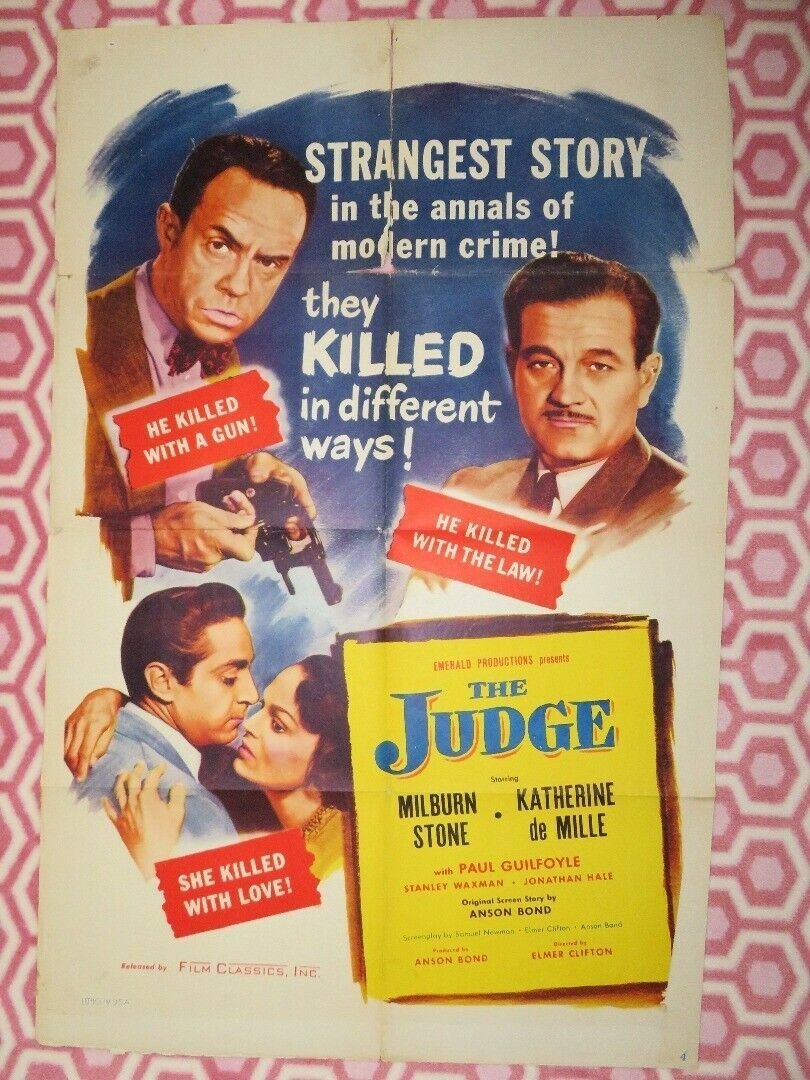 THE JUDGE US ONE SHEET POSTER MILBURN STONE KATHERINE DE MILLE 1949 - Rendezvous Cinema
