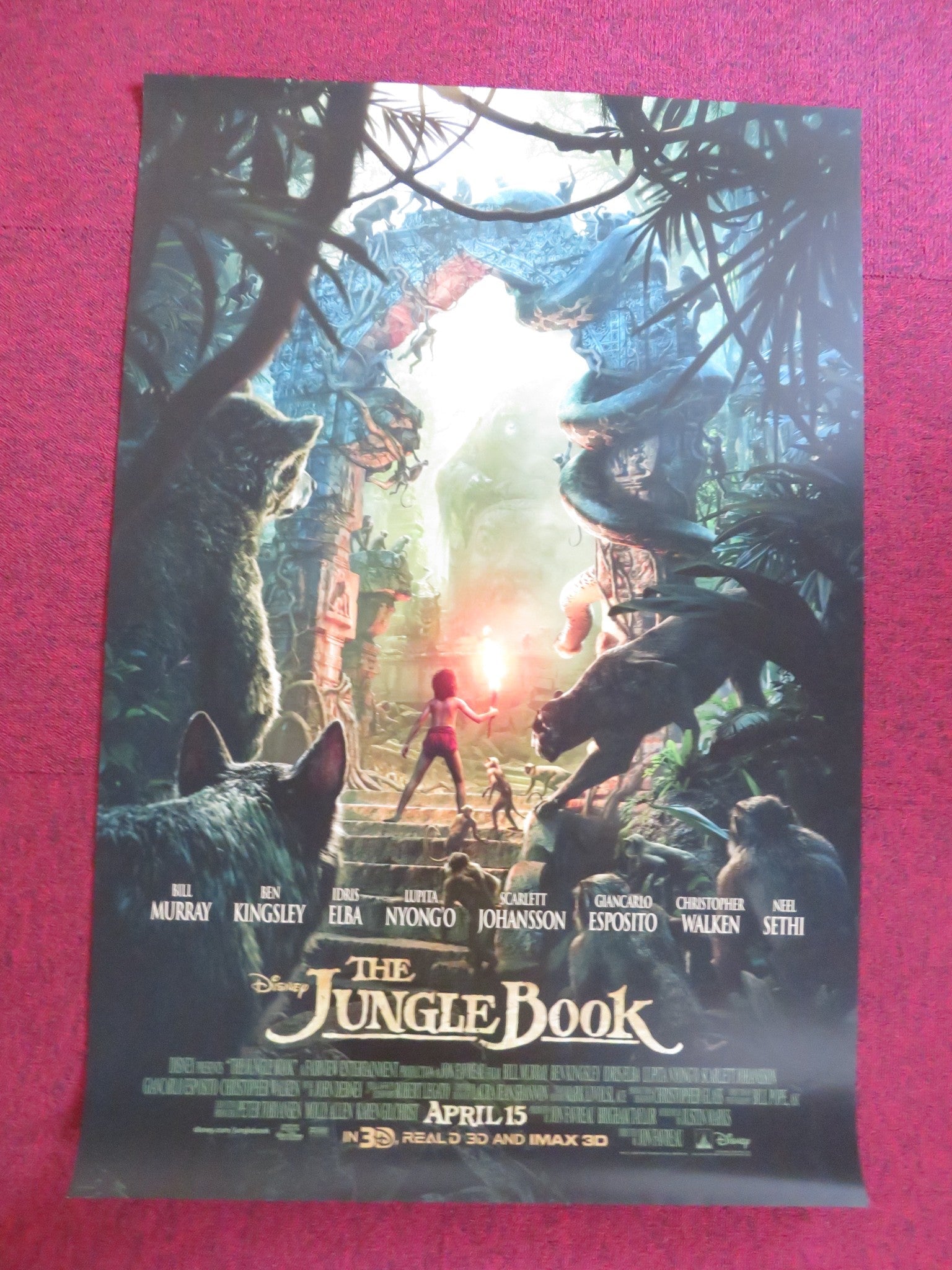 THE JUNGLE BOOK US ONE SHEET ROLLED POSTER BILL MURRAY BEN KINGSLEY 2016 Rendezvous Cinema Movie posters