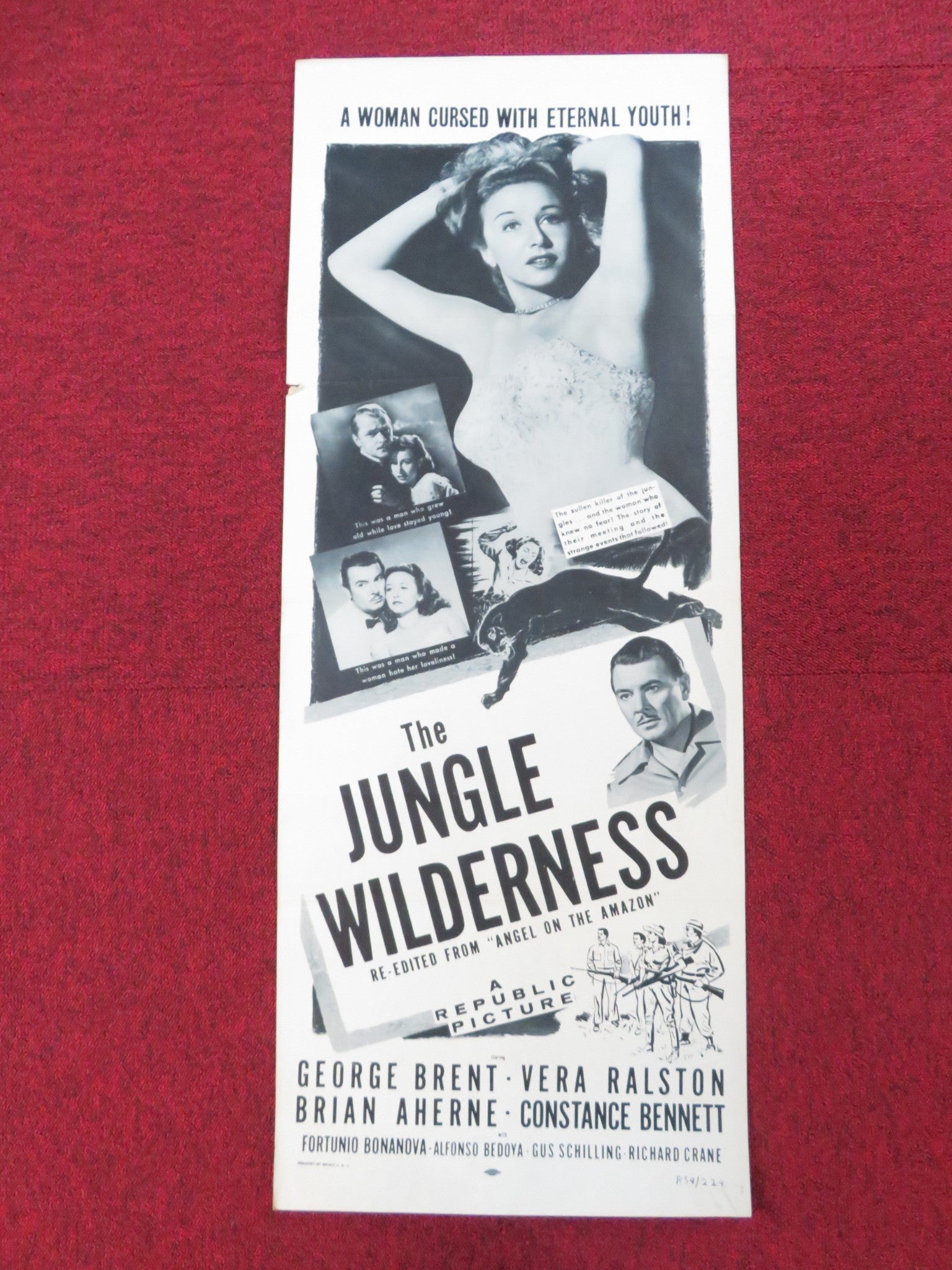 THE JUNGLE WILDERNESS US INSERT (14"x 36") POSTER GEORGE BRENT VERA RALSTON 1954 Rendezvous Cinema Movie posters