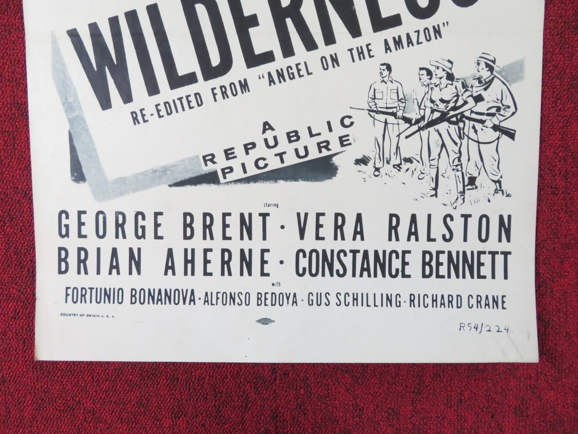 THE JUNGLE WILDERNESS US INSERT (14"x 36") POSTER GEORGE BRENT VERA RALSTON 1954 Rendezvous Cinema Movie posters