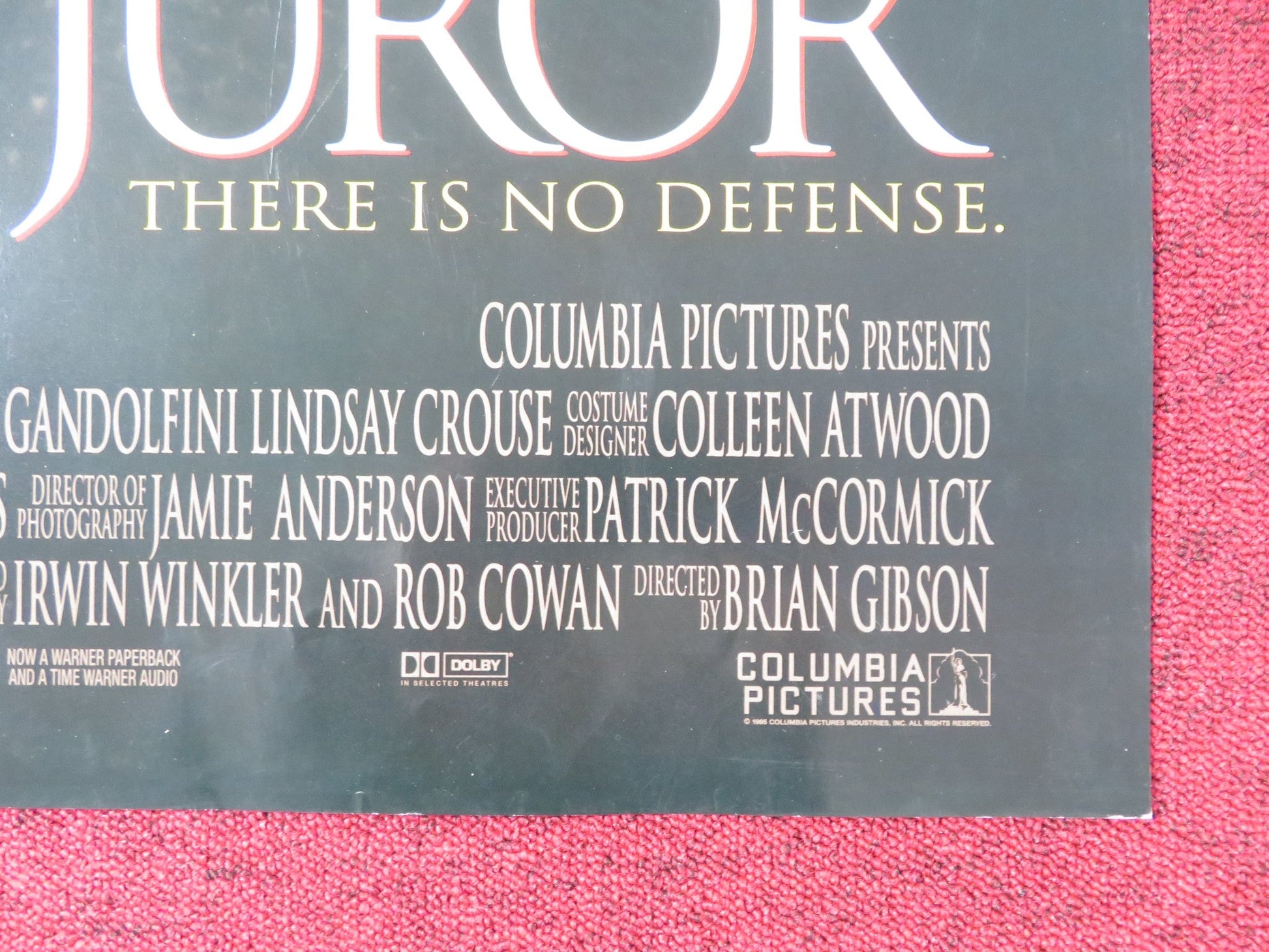 THE JUROR FOLDED US ONE SHEET POSTER DEMI MOORE ALEC BALDWIN 1996 Rendezvous Cinema Movie posters