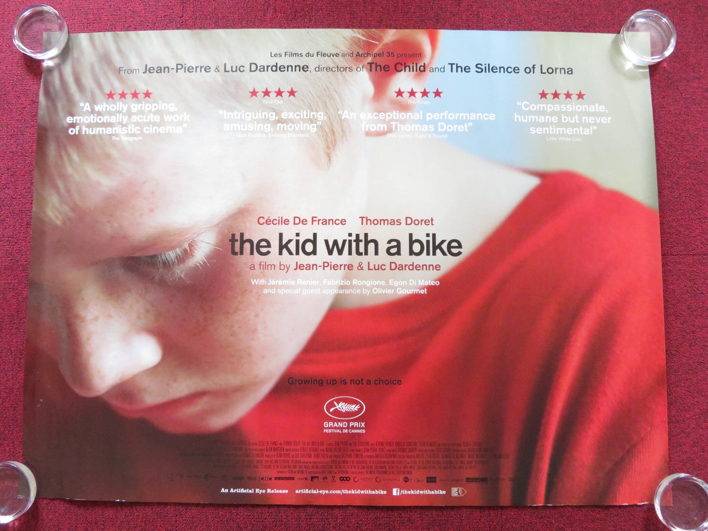 THE KID WITH A BIKE UK QUAD ROLLED POSTER THOMAS DORET CECILE DE FRANCE 2011 Rendezvous Cinema Movie posters