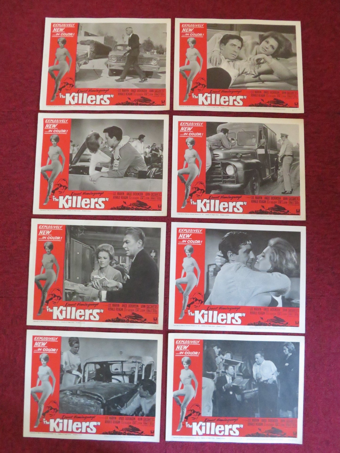 THE KILLERS US LOBBY CARD FULL SET LEE MARVIN ANGIE DICKINSON RONALD REAGAN 1964 Rendezvous Cinema Movie posters