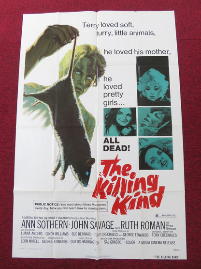 THE KILLING KIND FOLDED US ONE SHEET POSTER ANN SOTHERN JOHN SAVAGE 1973 Rendezvous Cinema Movie posters