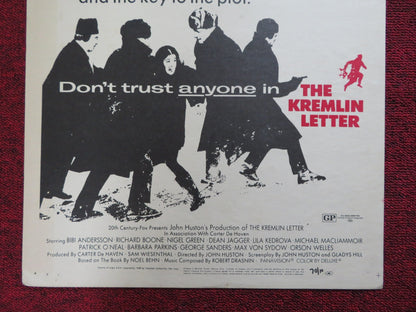 THE KREMLIN LETTER WINDOW CARD (14"x 22") POSTER BIBI ANDERSSON R. BOONE 1970 Rendezvous Cinema Movie posters