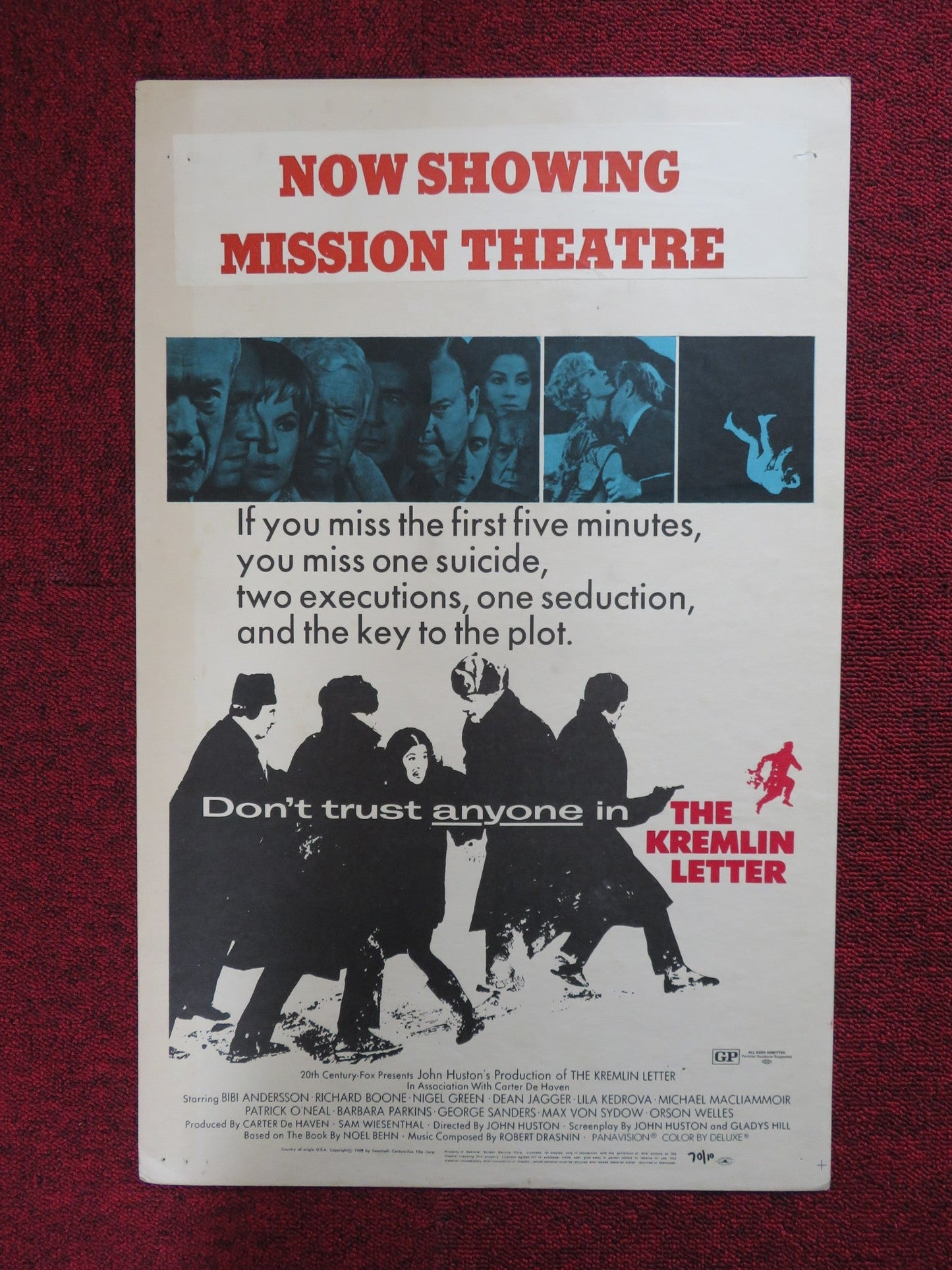 THE KREMLIN LETTER WINDOW CARD (14"x 22") POSTER BIBI ANDERSSON R. BOONE 1970 Rendezvous Cinema Movie posters