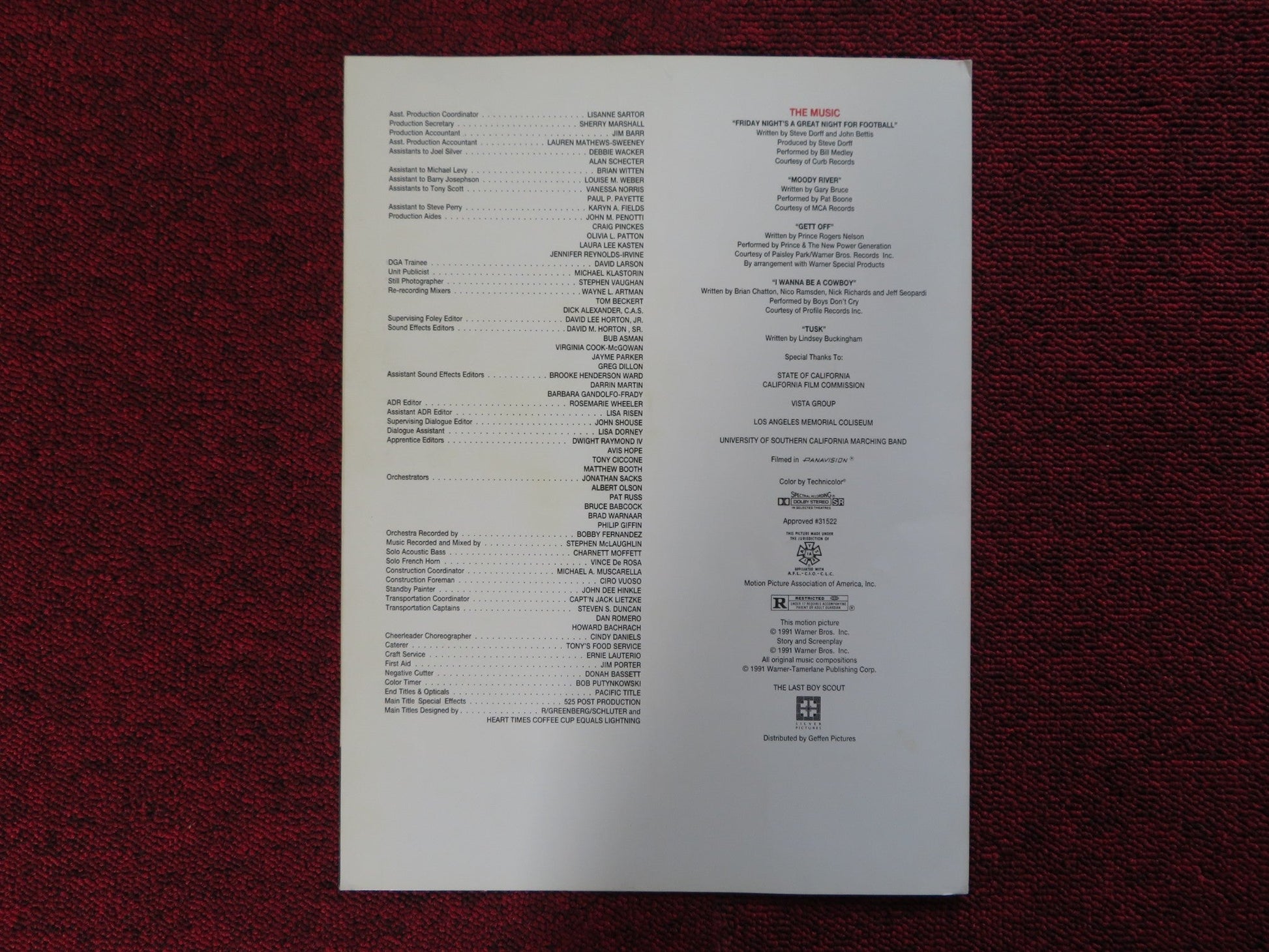 THE LAST BOY SCOUT US SCREENING PROGRAM BRUCE WILLIS DAMON WAYANS 1991 Rendezvous Cinema Movie posters