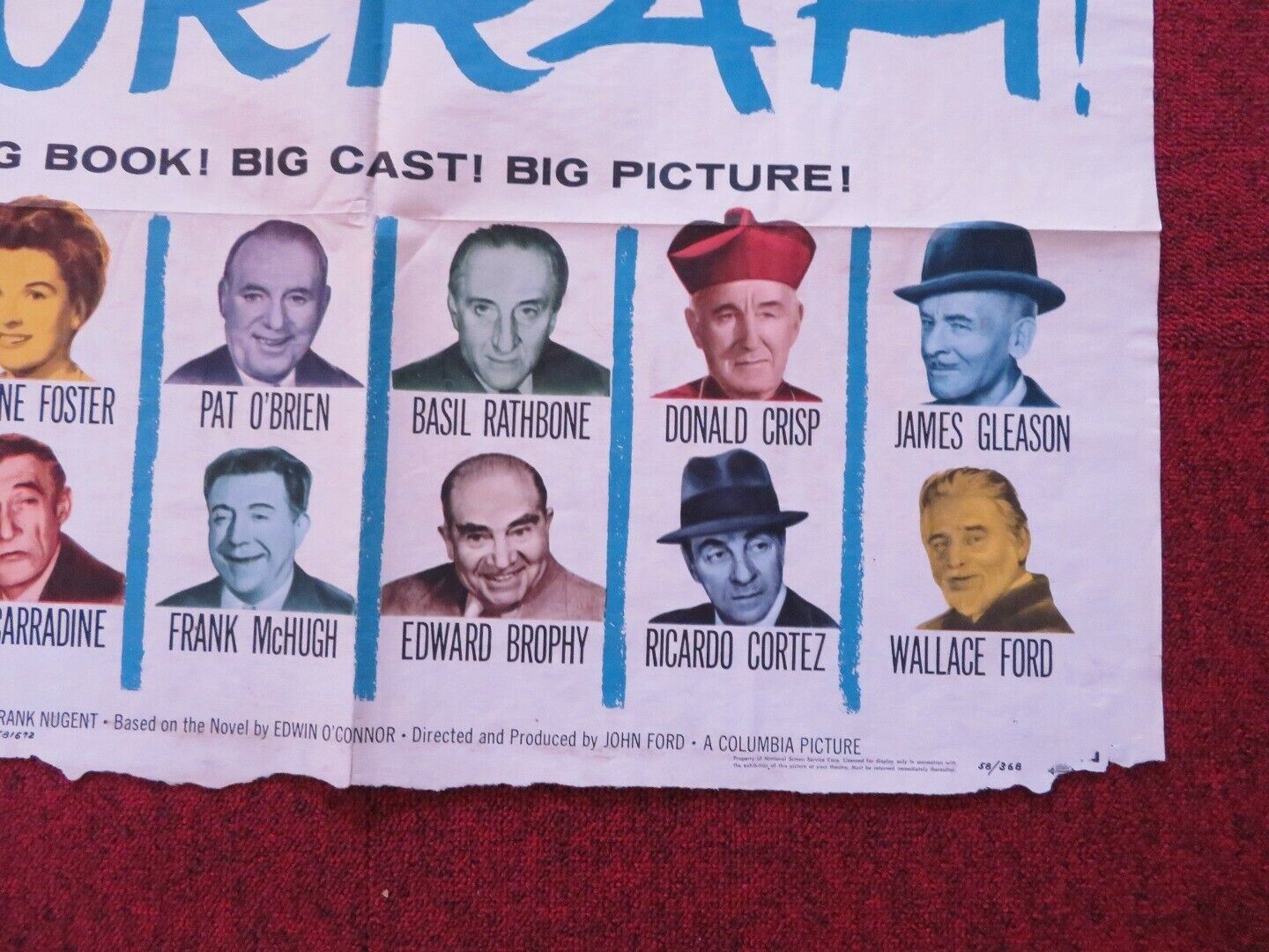 THE LAST HURRAH FOLDED US ONE SHEET POSTER SPENCER TRACY 1958 Movie posters