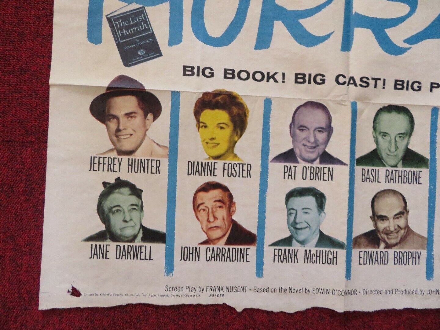 THE LAST HURRAH FOLDED US ONE SHEET POSTER SPENCER TRACY 1958 Movie posters