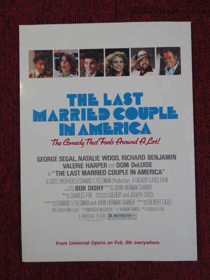 THE LAST MARRIED COUPLE IN AMERICA PRESSKIT COVER UNIVERSAL GEORGE SEGAL 1980 Rendezvous Cinema Movie posters