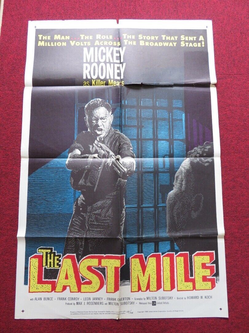 THE LAST MILE FOLDED US ONE SHEET POSTER MICKEY ROONEY FRANK OVERTON 1959 Movie posters