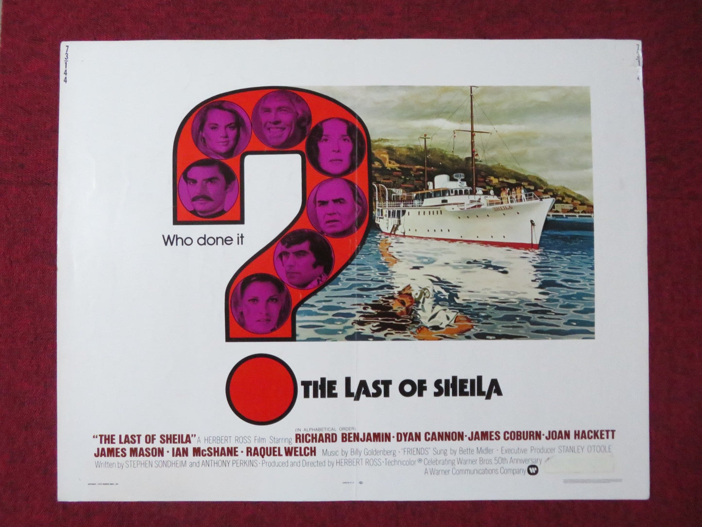 THE LAST OF SHEILA US HALF SHEET (22"x 28") POSTER RICHARD BENJAMIN 1973 Rendezvous Cinema Movie posters