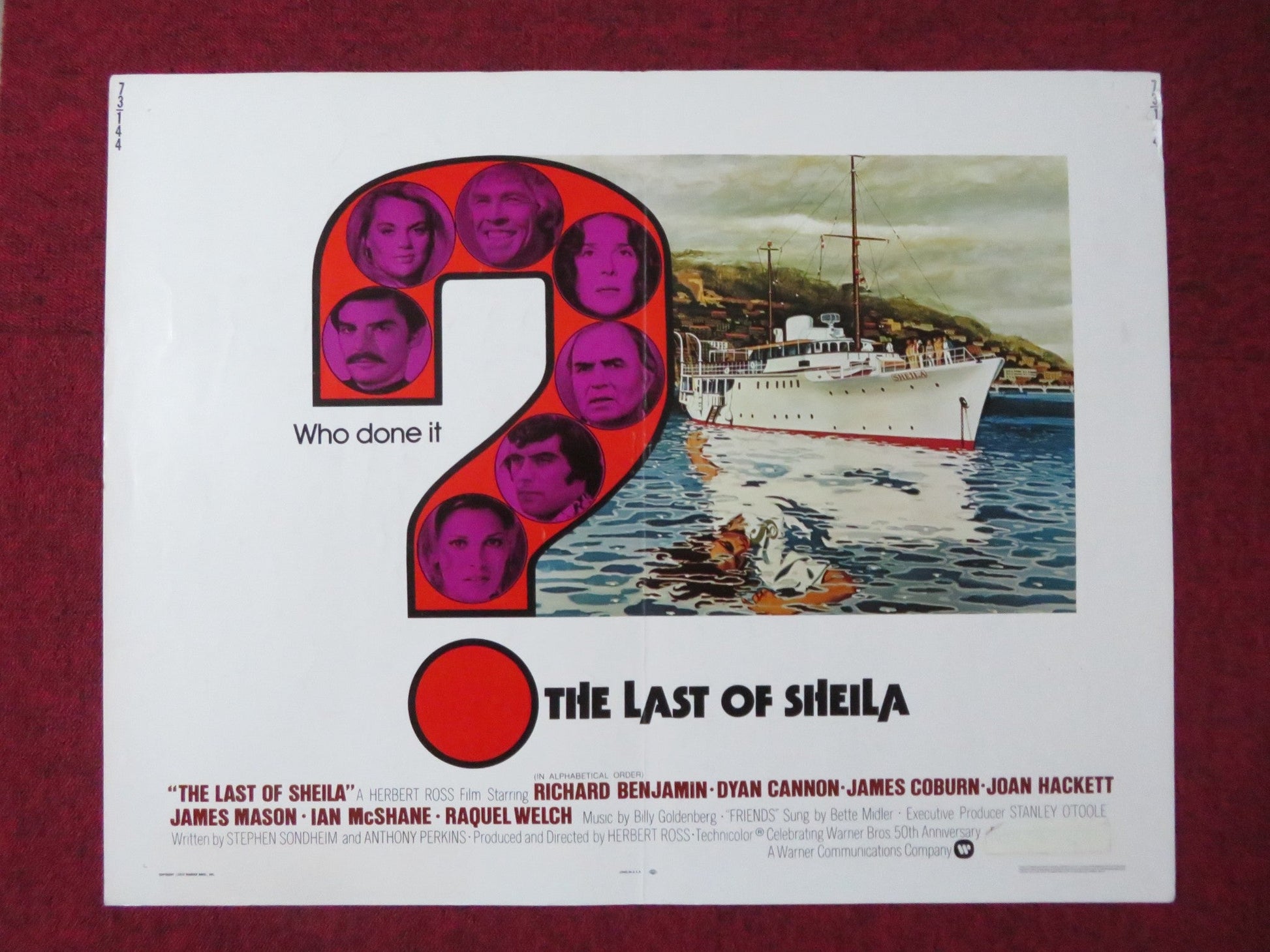 THE LAST OF SHEILA US HALF SHEET (22"x 28") POSTER RICHARD BENJAMIN 1973 Rendezvous Cinema Movie posters