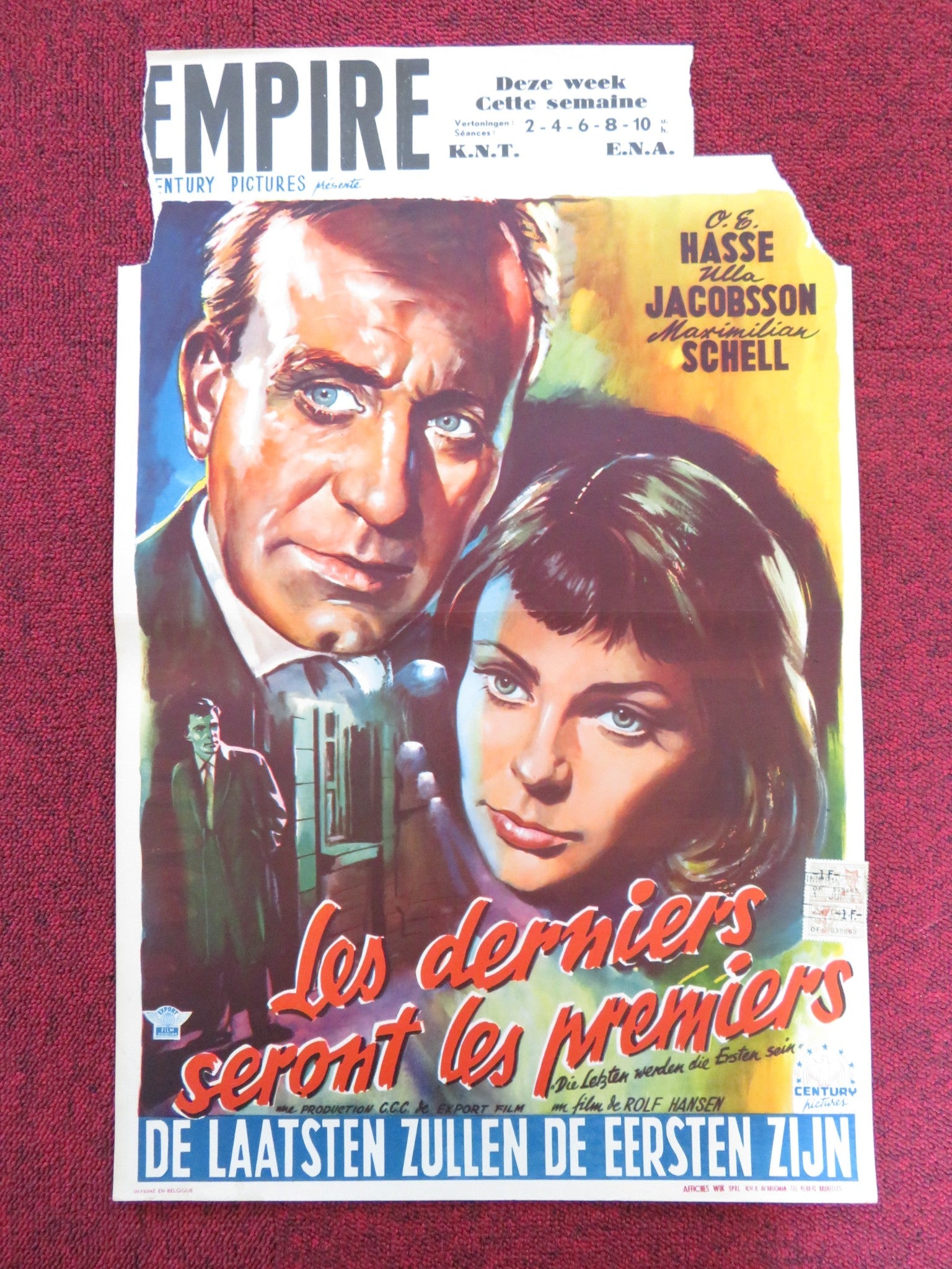 THE LAST ONES SHALL BE FIRST BELGIUM POSTER O.E HASSE ULLA JACOBSSON 1957 Rendezvous Cinema Movie posters