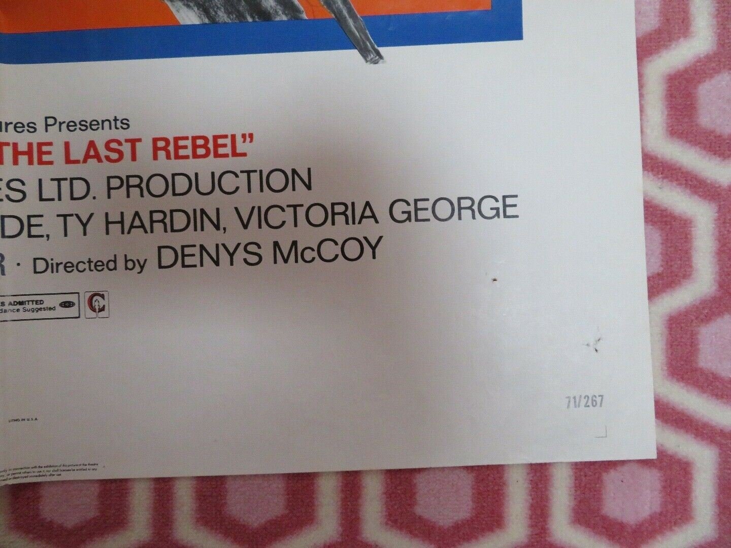 THE LAST REBEL US ONE SHEET POSTER JOE NAMATH 1971 Movie posters