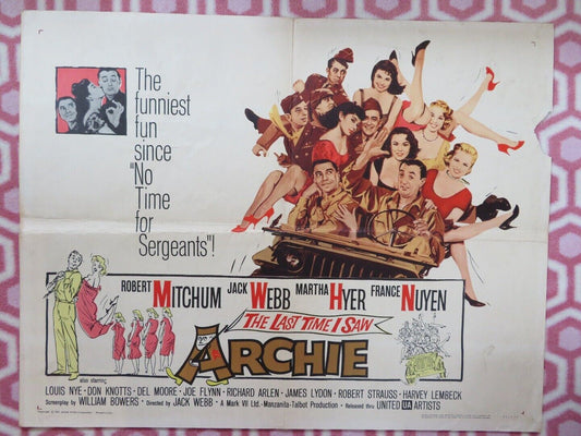 THE LAST TIME I SAW ARCHIE US HALF SHEET (22"x 28") POSTER ROBERT MITCHUM 1961 Movie posters
