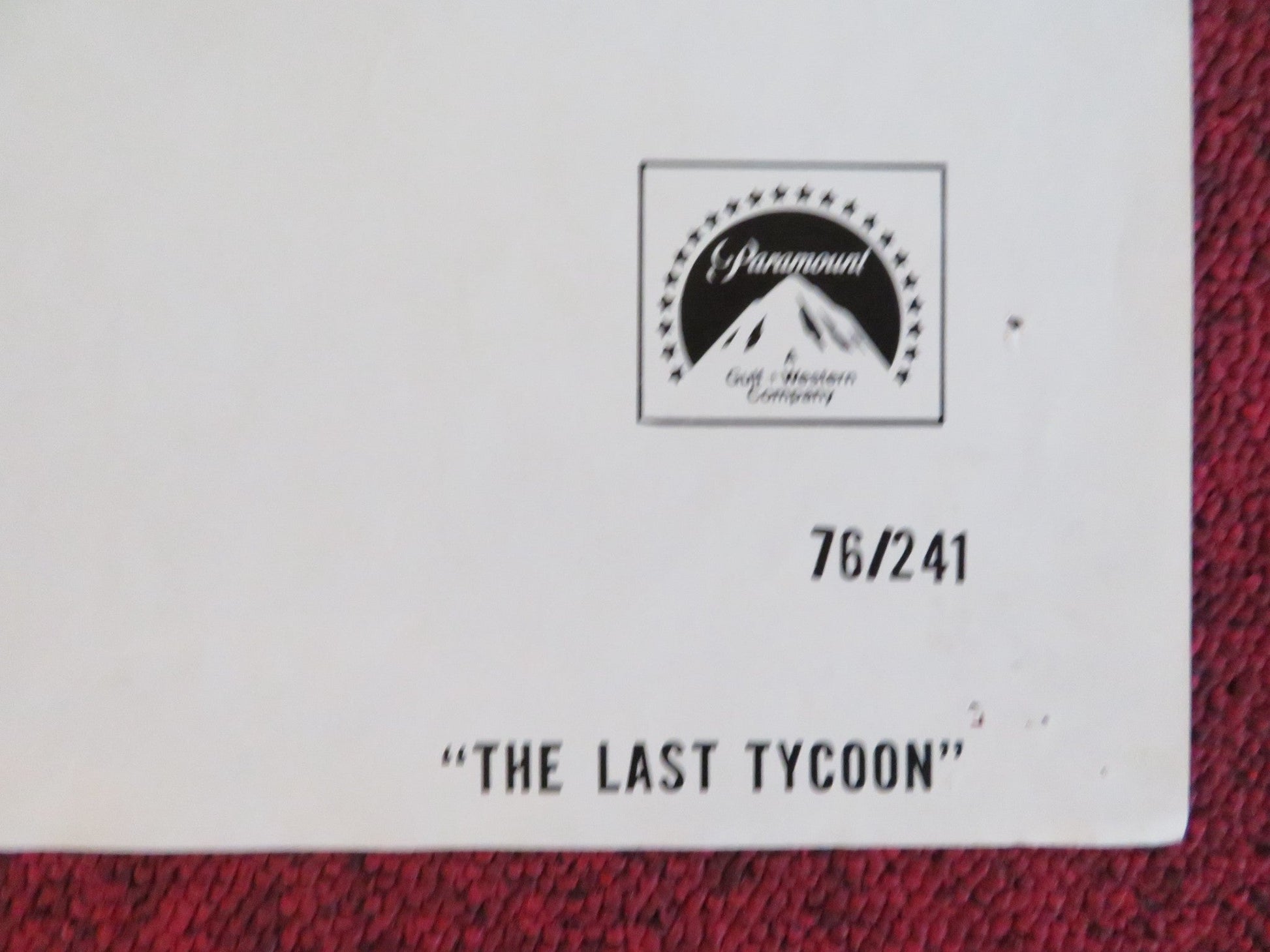 THE LAST TYCOON - STYLE B FOLDED US ONE SHEET POSTER ROBERT DE NIRO 1976 Rendezvous Cinema Movie posters