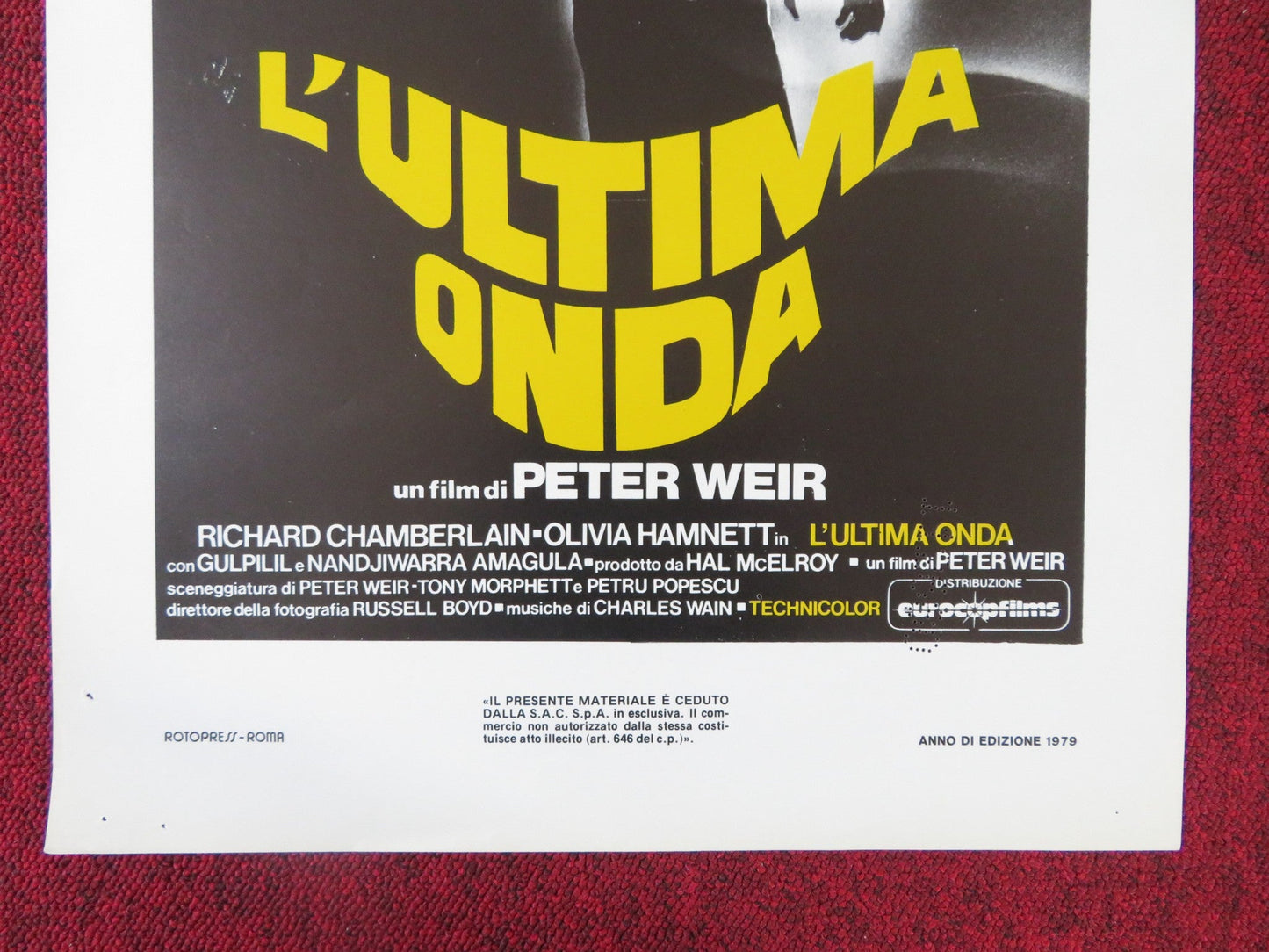 THE LAST WAVE ITALIAN LOCANDINA POSTER RICHARD CHAMBERLAIN OLIVIA HAMNETT 1979 Rendezvous Cinema Movie posters