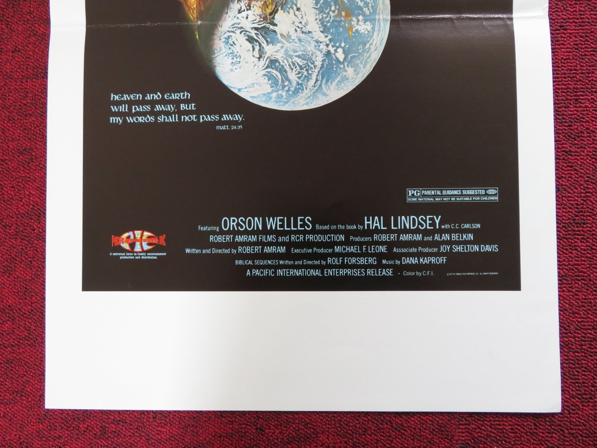THE LATE GREAT PLANET EARTH WINDOW CARD (14"x 22") POSTER ORSON WELLES 1978 Rendezvous Cinema Movie posters
