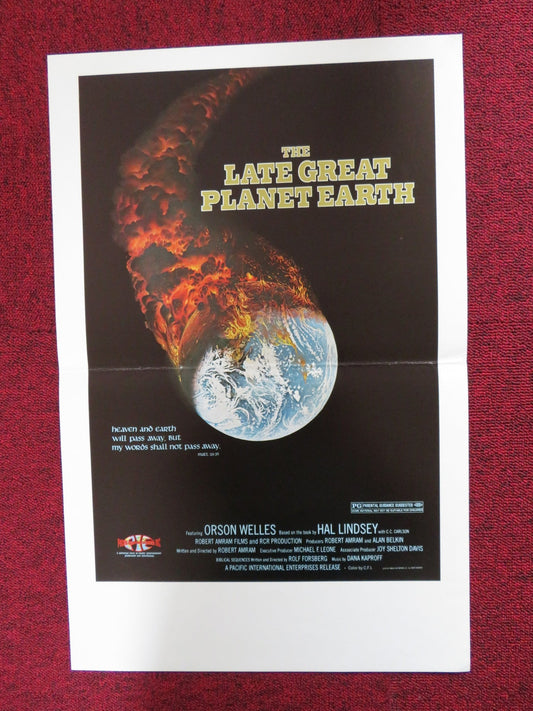 THE LATE GREAT PLANET EARTH WINDOW CARD (14"x 22") POSTER ORSON WELLES 1978 Rendezvous Cinema Movie posters