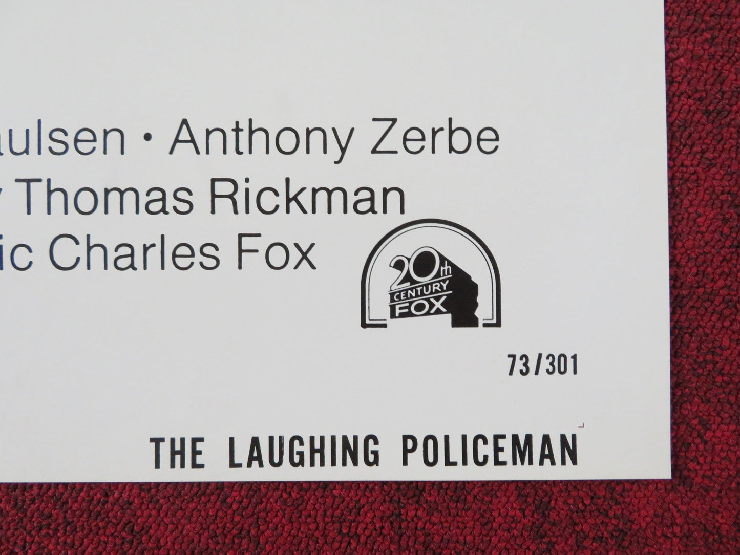 THE LAUGHING POLICEMAN FOLDED US ONE SHEET POSTER WALTER MATTHAU BRUCE DERN 1973 Rendezvous Cinema Movie posters