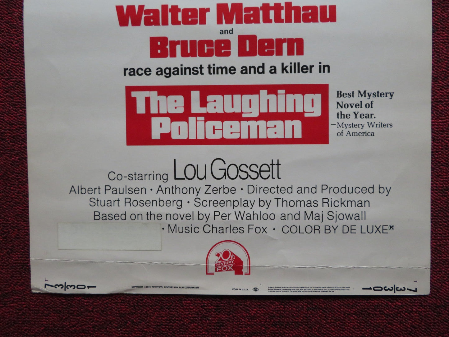 THE LAUGHING POLICEMAN US INSERT (14"x 36") POSTER WALTER MATTHAU B. DERN 1973 Rendezvous Cinema Movie posters