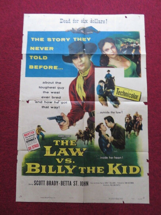 THE LAW VS BILLY THE KID FOLDED US ONE SHEET POSTER SCOTT BRADY B. ST. JOHN 1954 Movie posters
