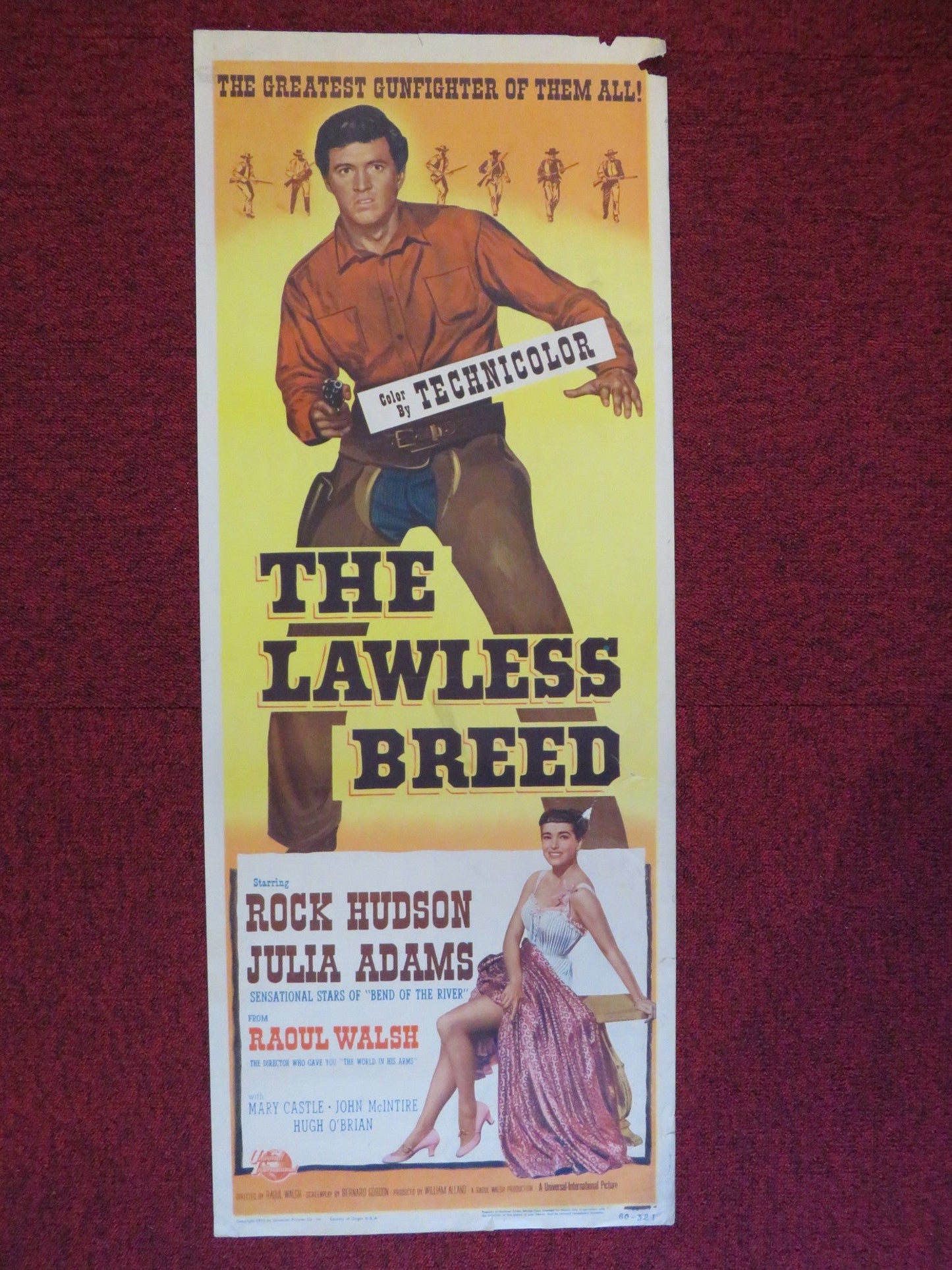 THE LAWLESS BREED US INSERT (14"x 36") POSTER ROCK HUDSON JULIA ADAMS 1953 Rendezvous Cinema Movie posters