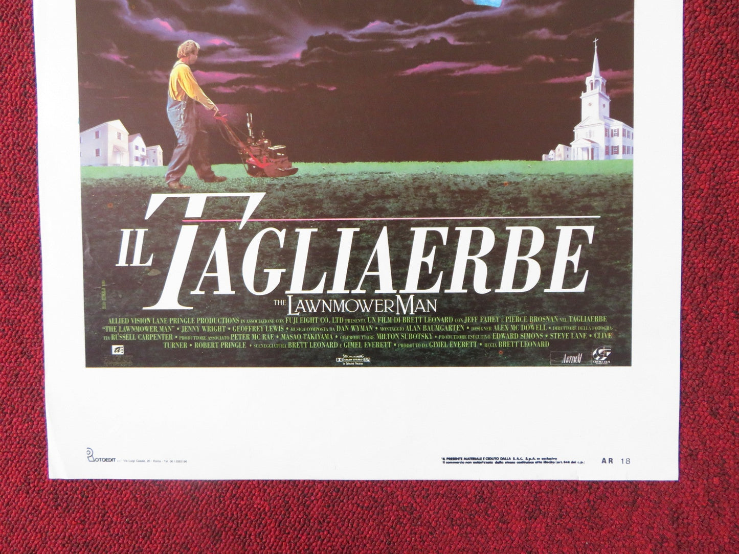 THE LAWNMOWER MAN ITALIAN LOCANDINA POSTER STEPHEN KING JEFF FAHEY 1992 Rendezvous Cinema Movie posters