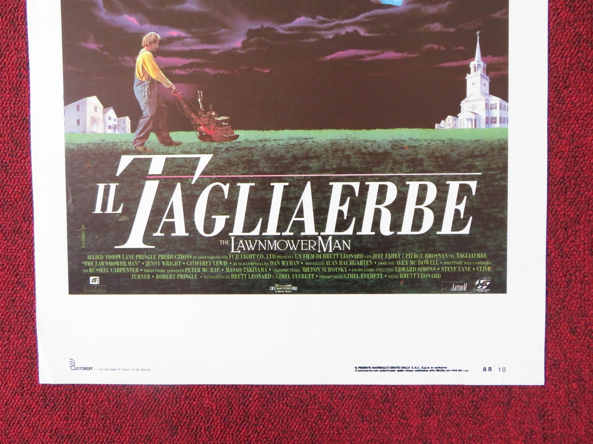 THE LAWNMOWER MAN ITALIAN LOCANDINA POSTER STEPHEN KING JEFF FAHEY 1992 Rendezvous Cinema Movie posters