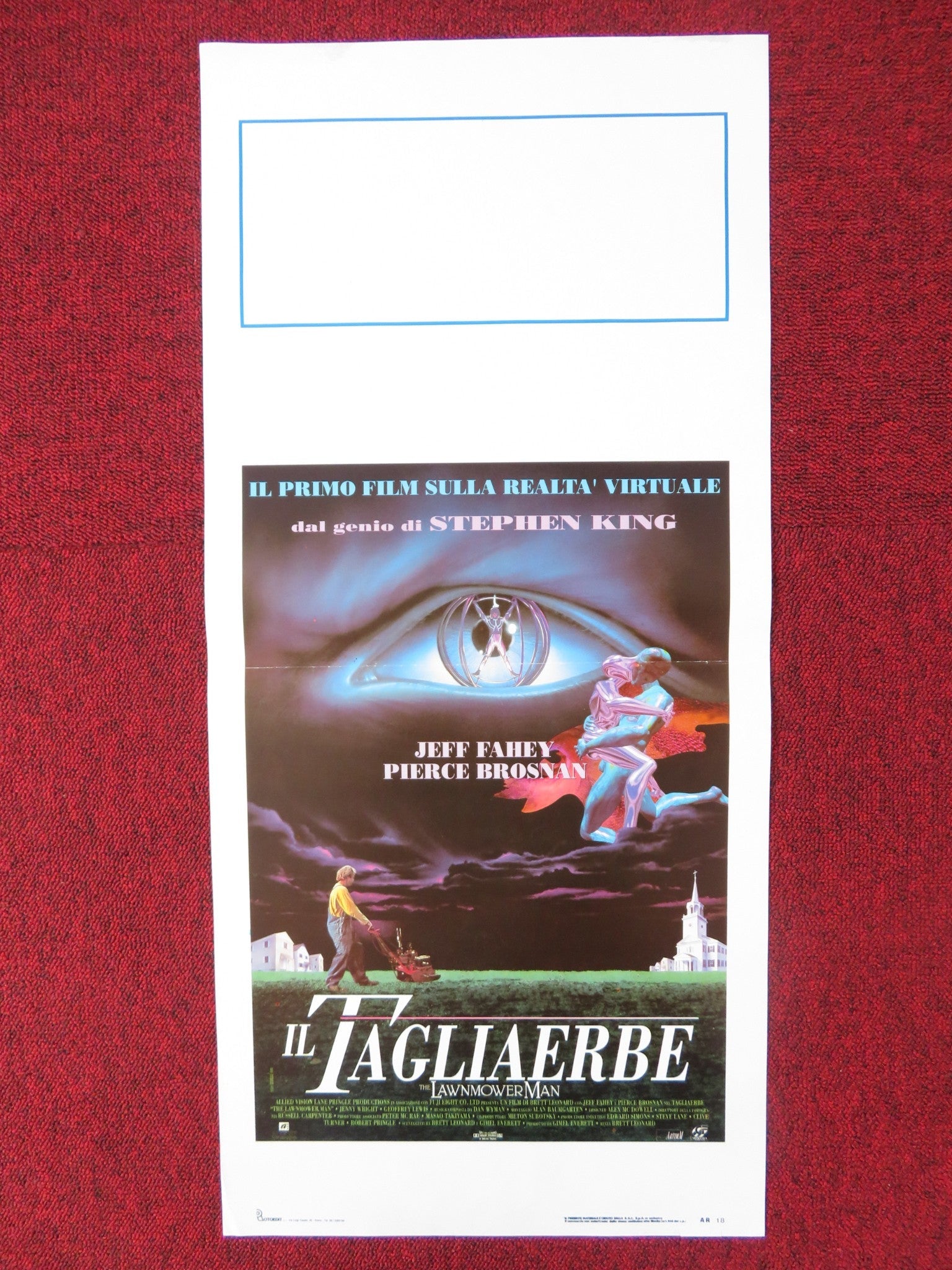 THE LAWNMOWER MAN ITALIAN LOCANDINA POSTER STEPHEN KING JEFF FAHEY 1992 Rendezvous Cinema Movie posters