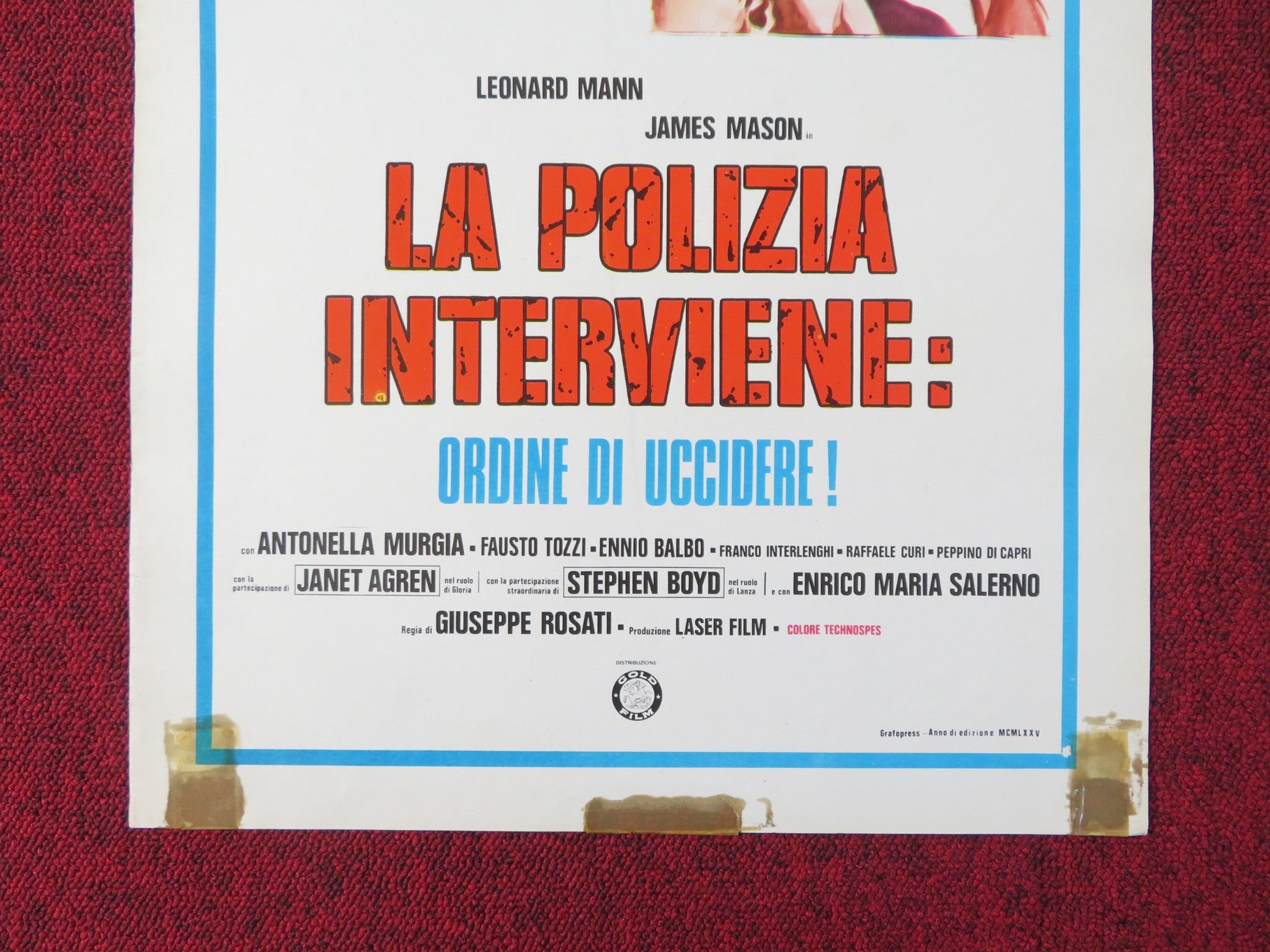 THE LEFT HAND OF THE LAW ITALIAN LOCANDINA POSTER LEONARD MANN JAMES MASON 1975 Rendezvous Cinema Movie posters