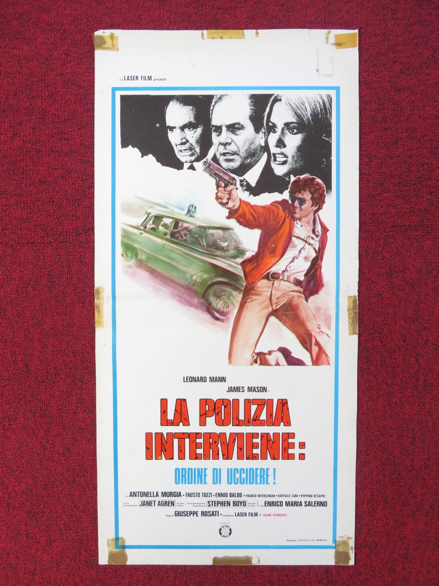 THE LEFT HAND OF THE LAW ITALIAN LOCANDINA POSTER LEONARD MANN JAMES MASON 1975 Rendezvous Cinema Movie posters