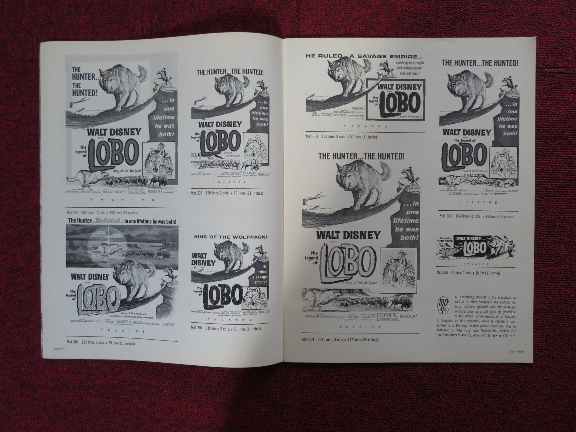 THE LEGEND OF LOBO - PRESSBOOK UNCUT BUENA VISTA DISNEY REX ALLEN 1962 Rendezvous Cinema Movie posters