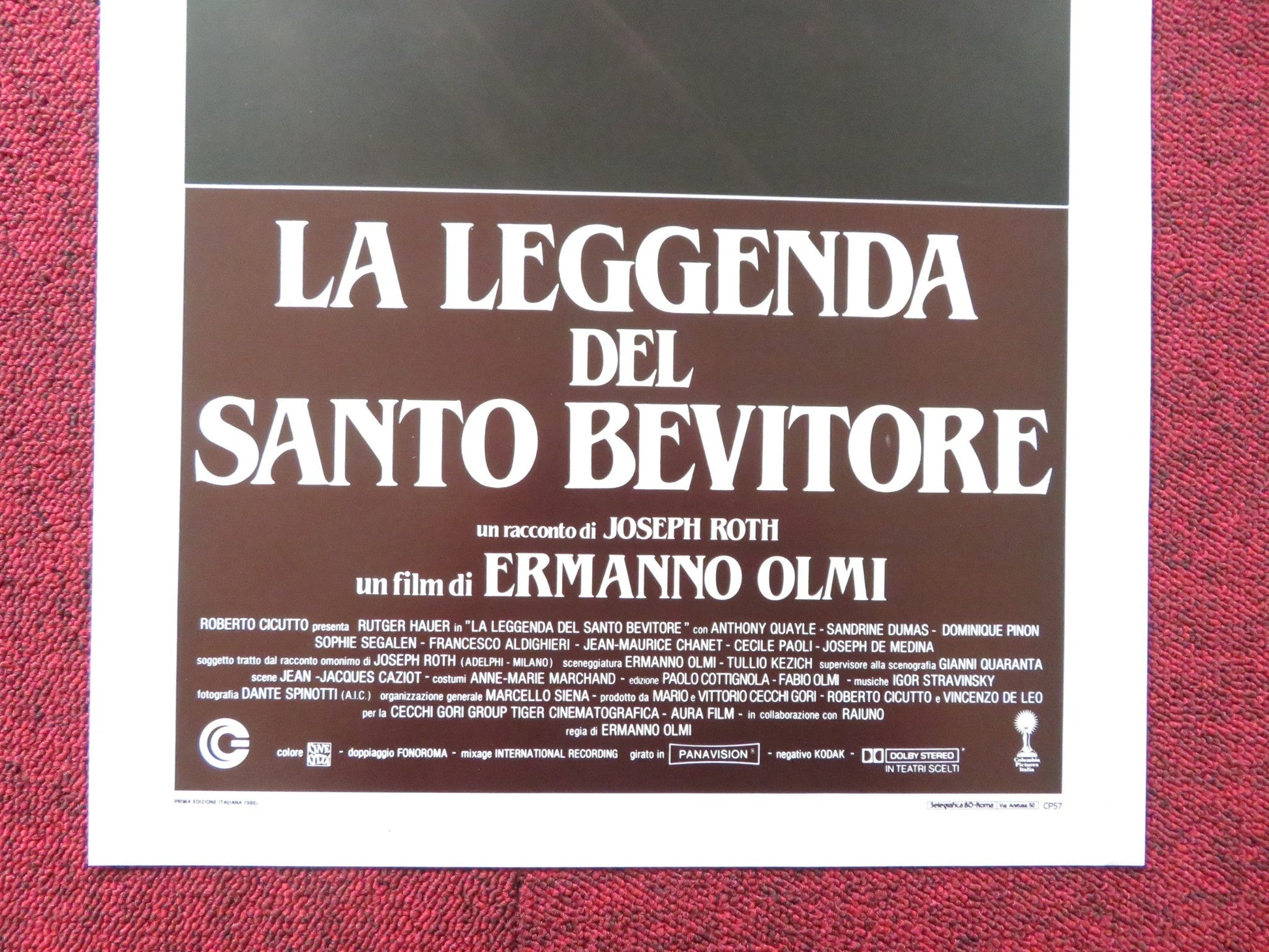 THE LEGEND OF THE HOLY DRINKER ITALIAN LOCANDINA POSTER RUTGER HAUER DUPUIS 1988 Rendezvous Cinema Movie posters