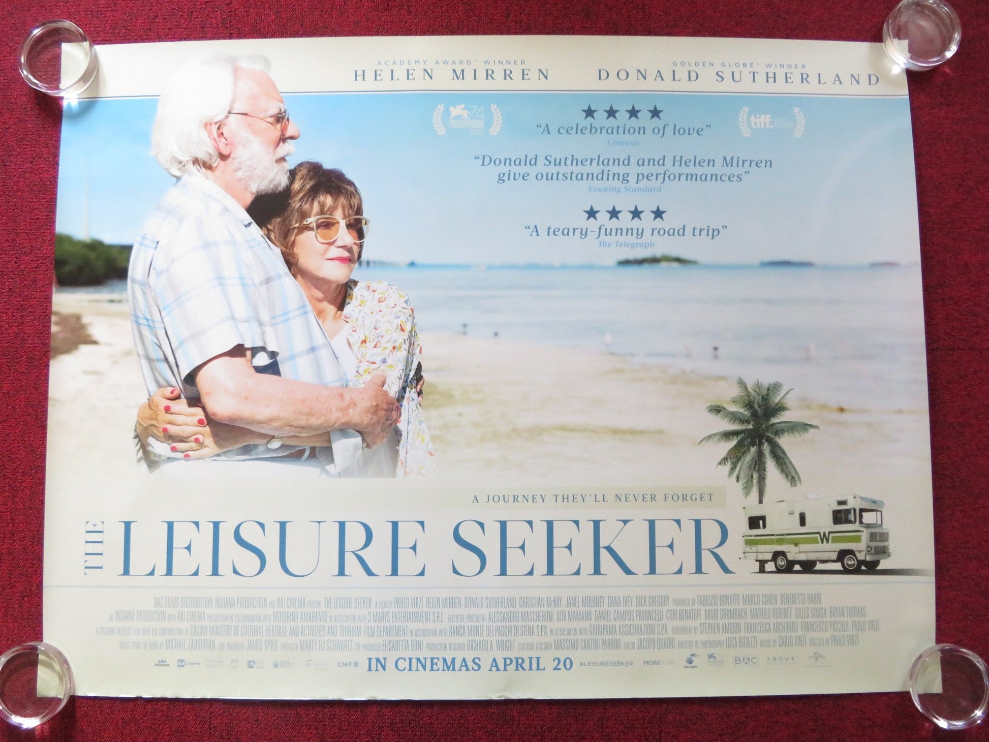 THE LEISURE SEEKER UK QUAD (30"x 40") ROLLED POSTER HELEN MIRREN SUTHERLAND 2017 Rendezvous Cinema Movie posters