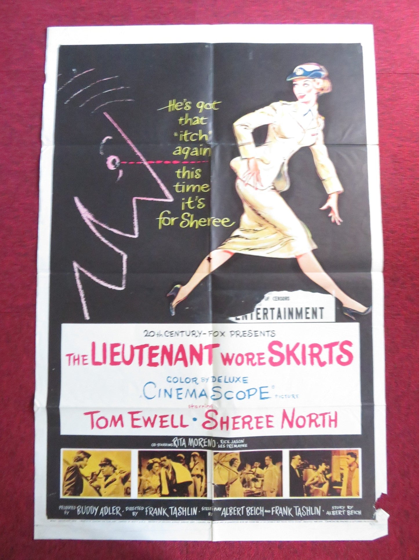 THE LIEUTENANT WORE SKIRTS FOLDED US ONE SHEET POSTER TOM EWELL S. NORTH 1955 Rendezvous Cinema Movie posters