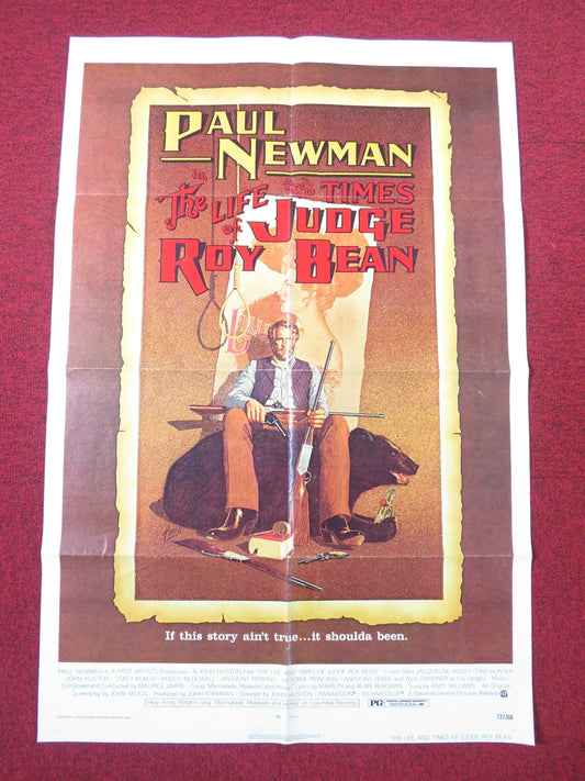 THE LIFE AND TIMES OF JUDGE ROY BEAN FOLDED US ONE SHEET POSTER PAUL NEWMAN 1972 Rendezvous Cinema Movie posters