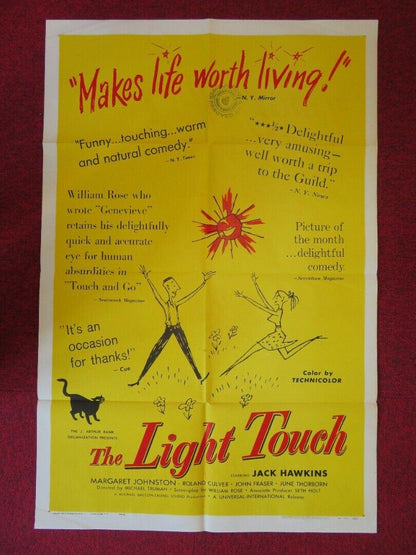 THE LIGHT TOUCH / Touch and Go FOLDED US ONE SHEET POSTER JACK HAWKINS 1956 Movie posters