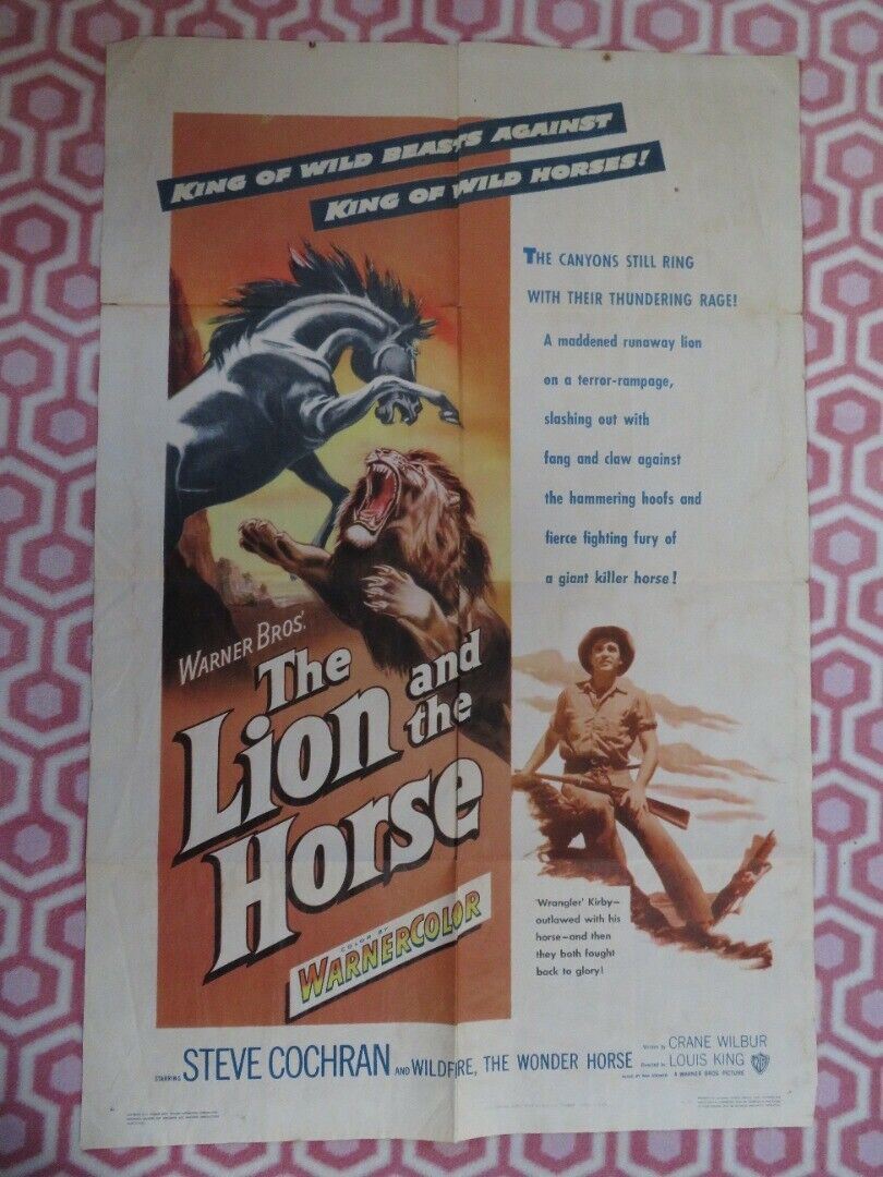 THE LION AND THE HORSE FOLDED US ONE SHEET POSTER STEVE COCHRAN 1952 Movie posters