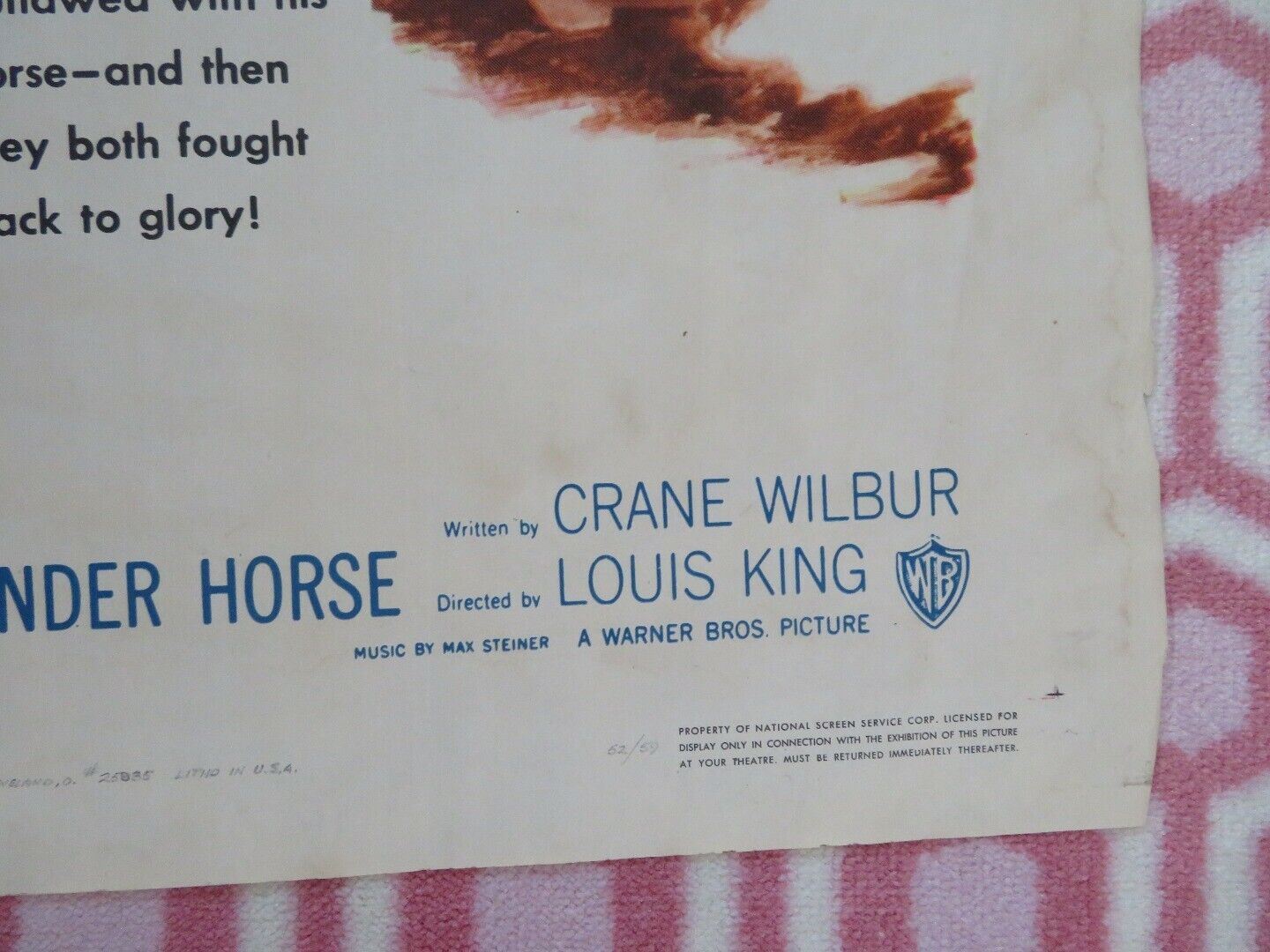 THE LION AND THE HORSE FOLDED US ONE SHEET POSTER STEVE COCHRAN 1952 Movie posters