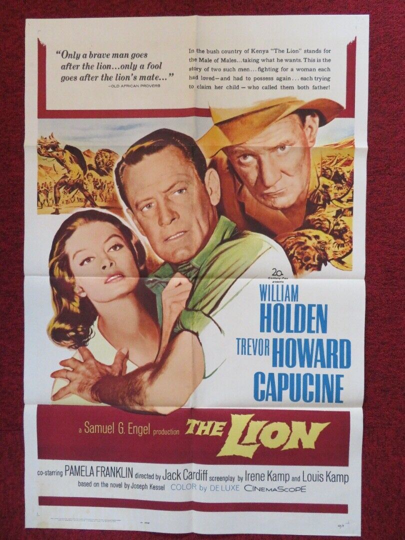 THE LION FOLDED US ONE SHEET POSTER WILLIAM HOLDEN TREVOR HOWARD CAPUCINE 1963 - Rendezvous Cinema